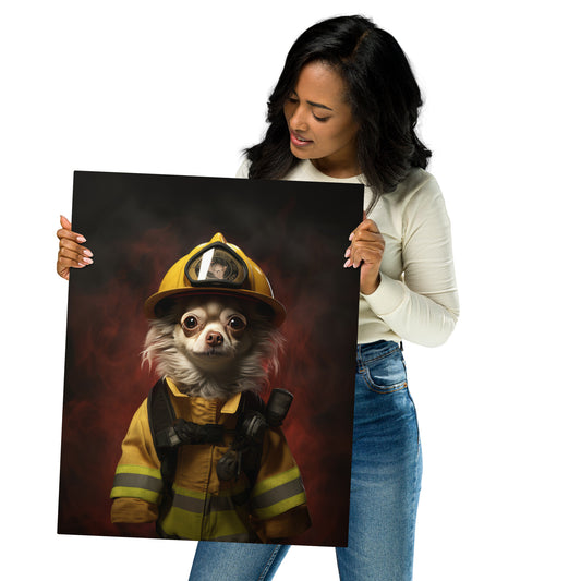 Chihuahua Firefighter Metal print